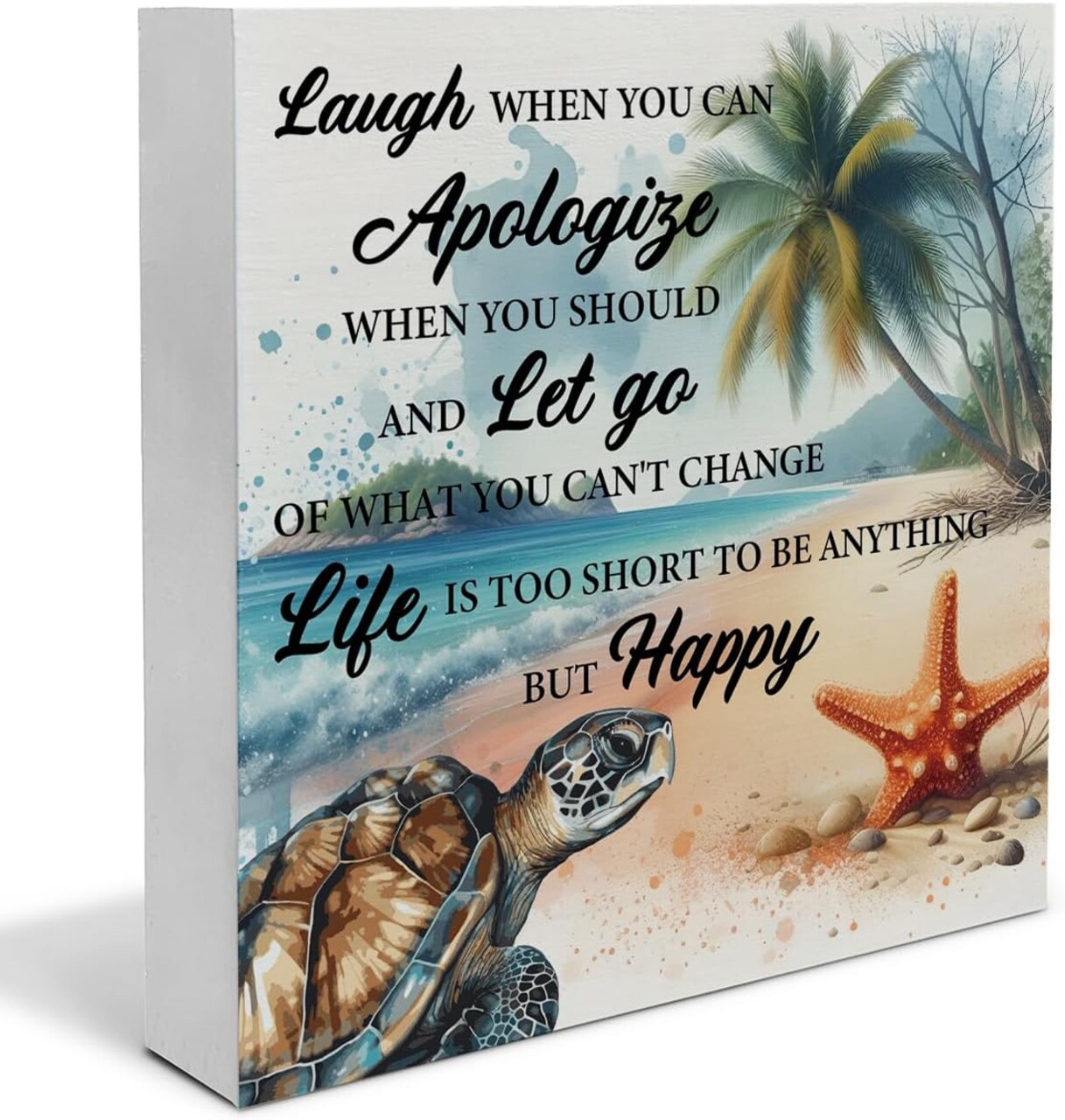 Sea Turtle Decor, Beach Decorations Funny Turtle Wooden Sign Beach Room Home Decor Indoor